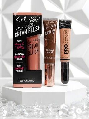 L.A. Girl-Trio:Pro Conceal, Contour Envy, Cream Blush. All New, Sealed.